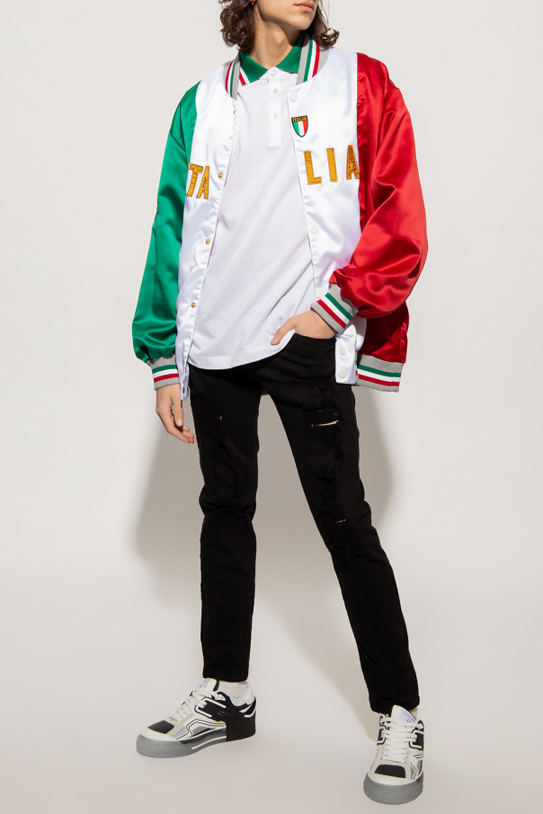 ジャケット Dolce & Gabbana F27DCT.FUBGE Jackets Dolce & Gabbana logo-plaque zip-fastening Jacket | Blue